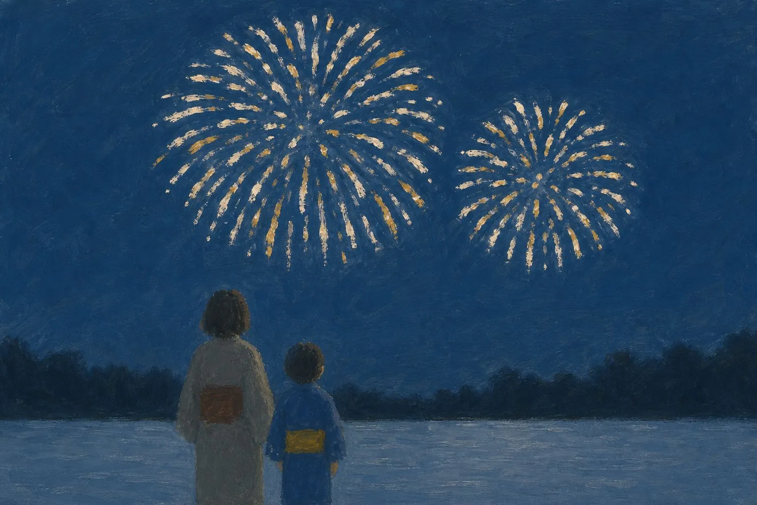 花火大会を子連れで楽しむコツ|富山の花火大会ガイドのイメージイラスト
