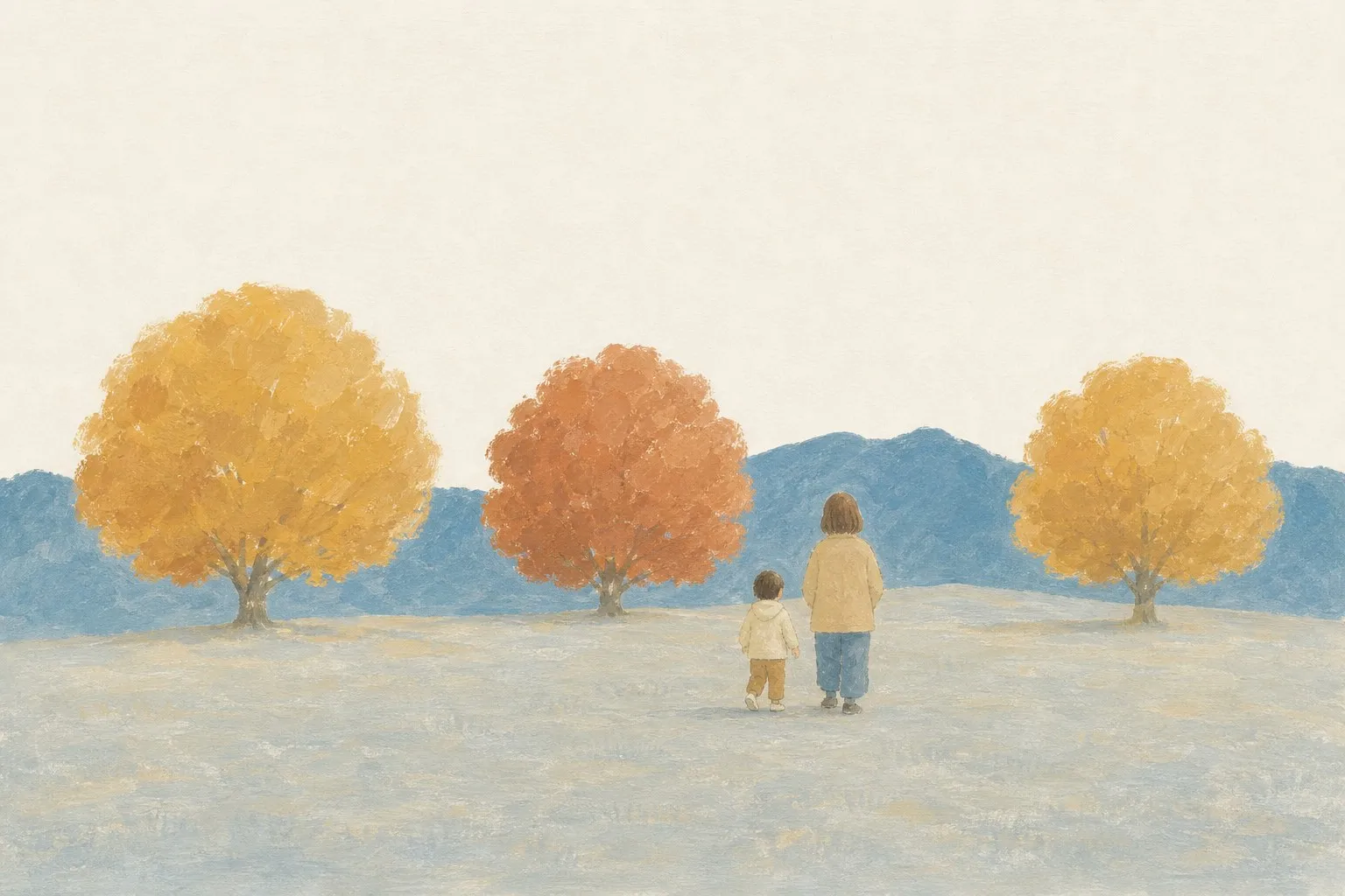 紅葉と遊具、どっちもある公園|子どもと行く富山の秋のイメージイラスト
