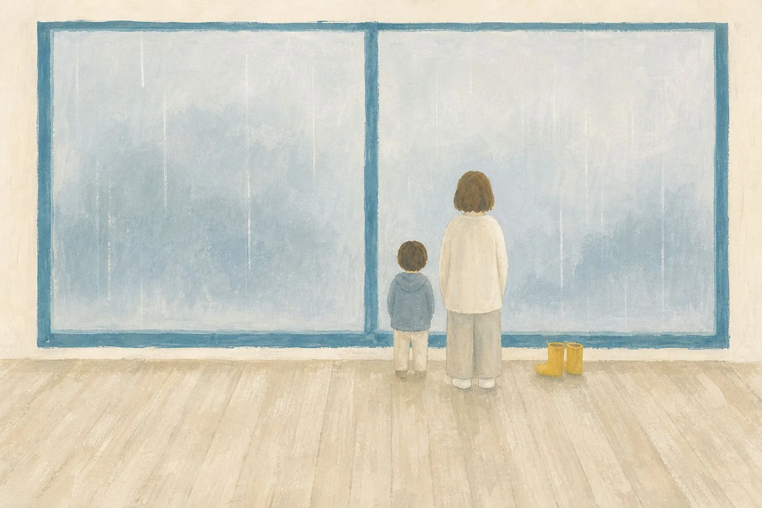 雨の日でも楽しめる！富山の親子おでかけスポットのイメージイラスト