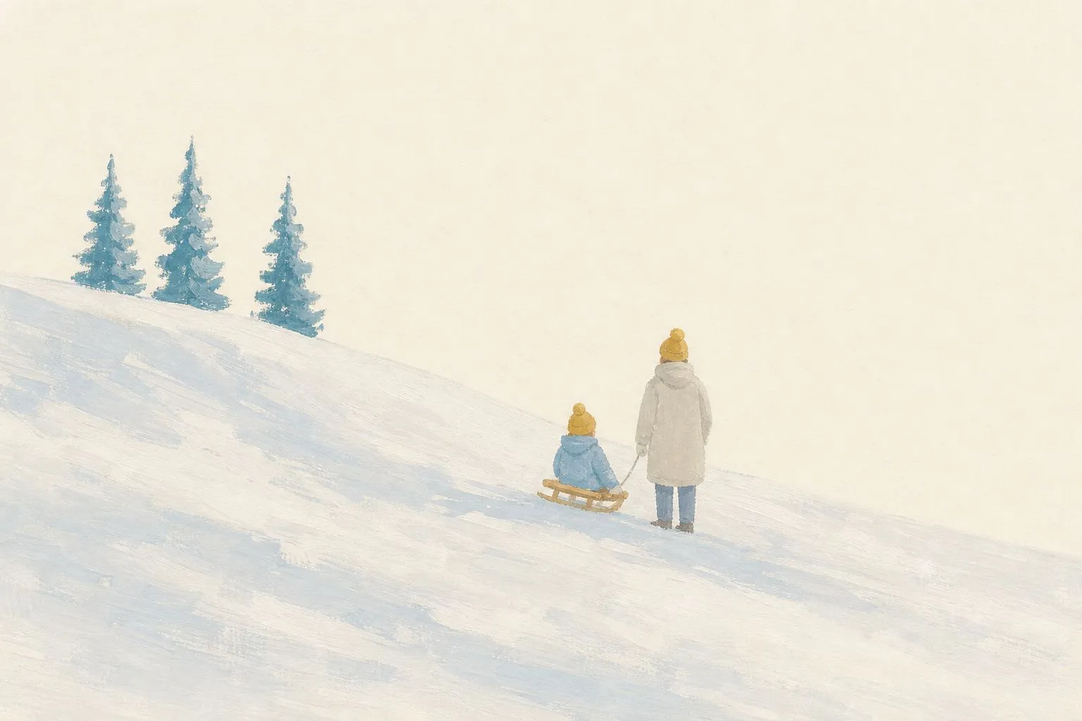 雪遊び・そりデビューにおすすめ|富山のキッズパークがあるスキー場のイメージイラスト